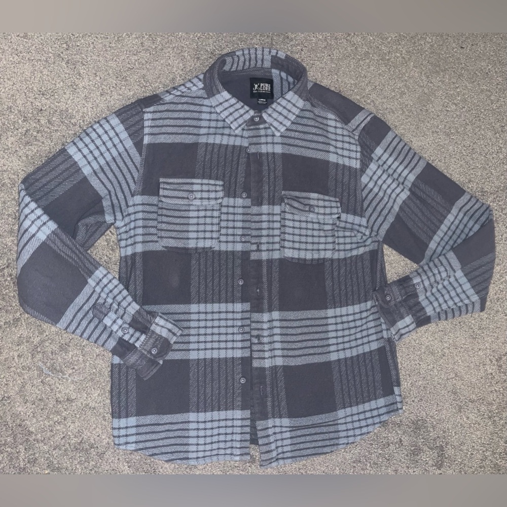 Men’s Pure Lure Corduroy Flannel Shirt - Blue & Gray - Size Large